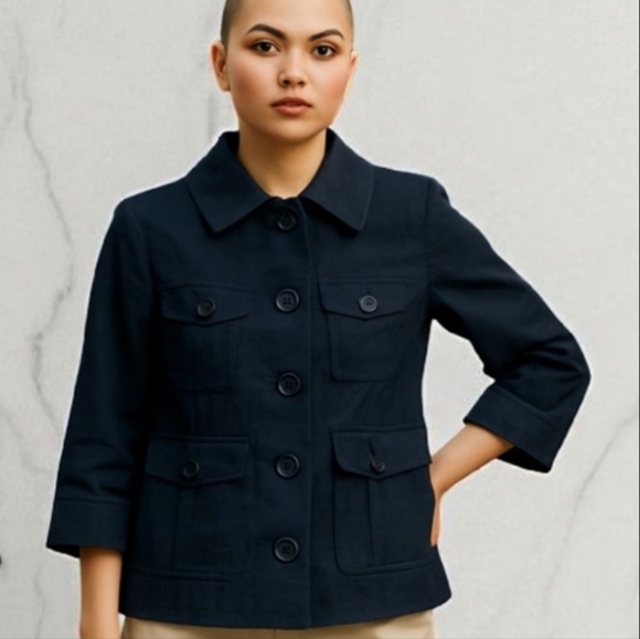 Y2K Kensie Fitted Cropped Oversized Buttons Black Blazer Sz XS - Picture 1 of 10